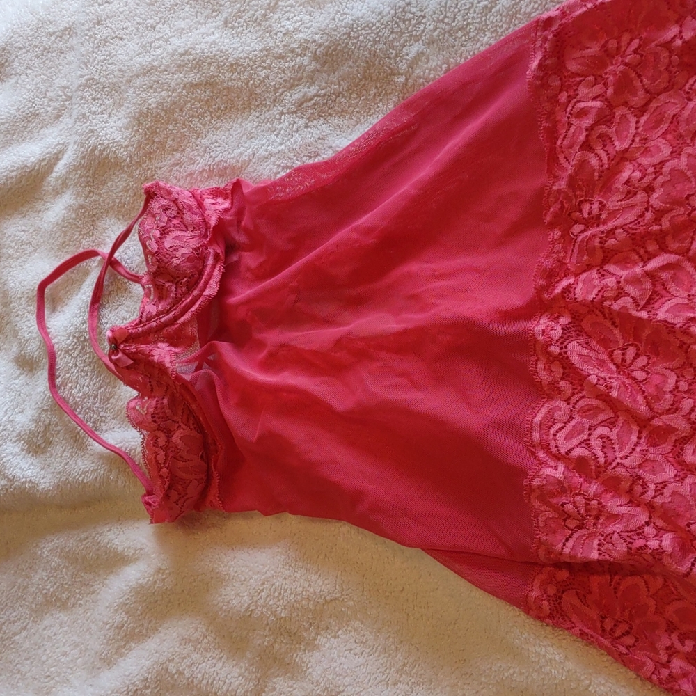 Pink mini open bust lingerie small